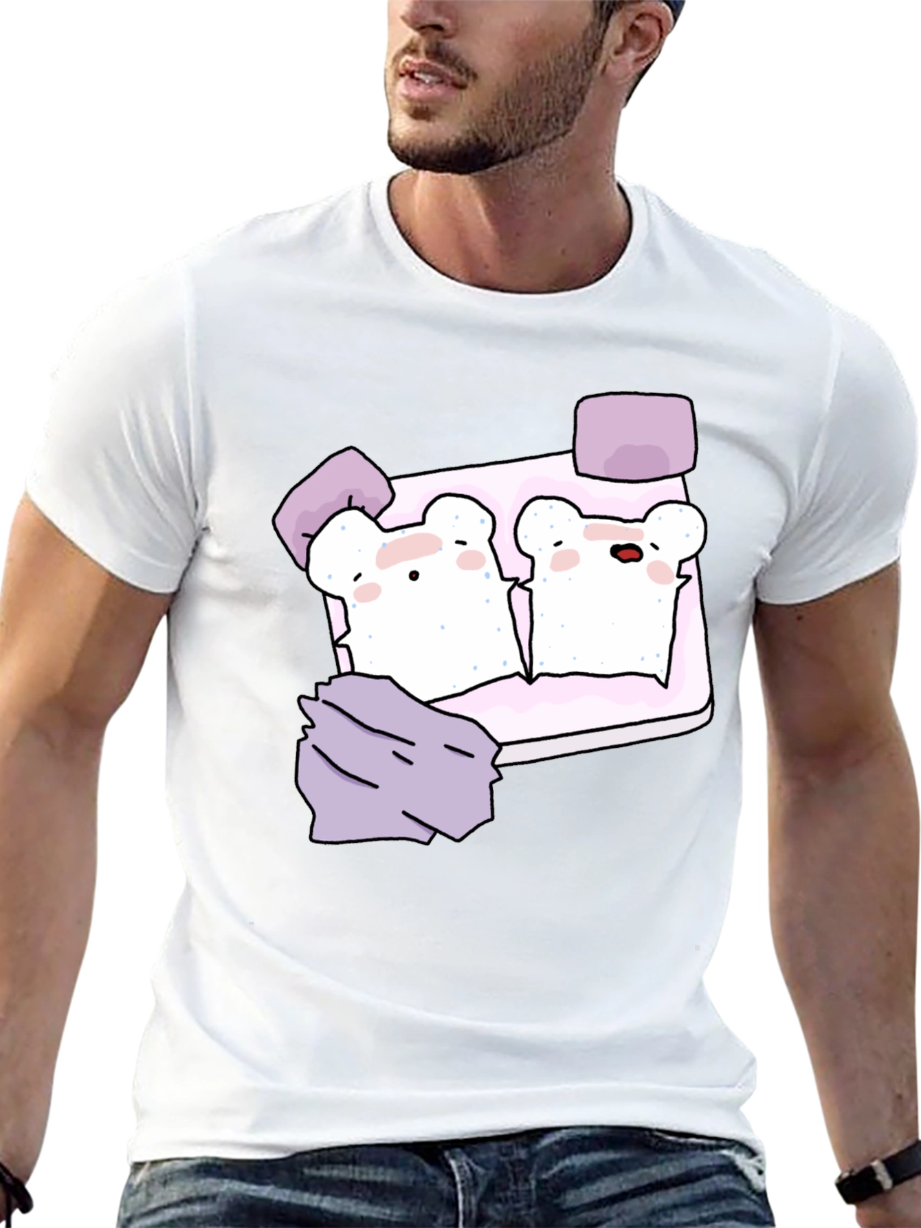 Cute Toast Bed T-Shirt - Sleepy Bears Graphic Tee