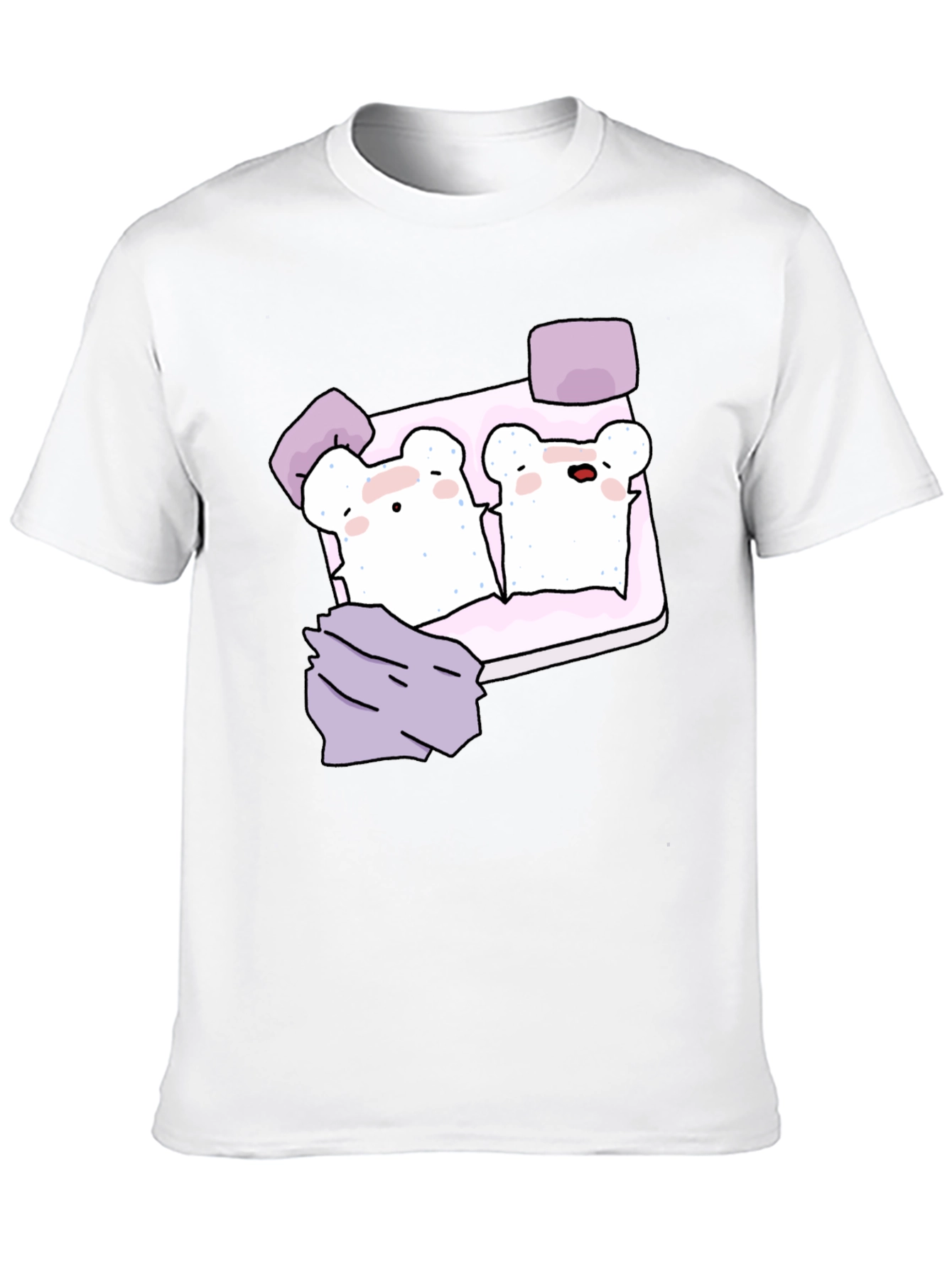 Cute Toast Bed T-Shirt - Sleepy Bears Graphic Tee