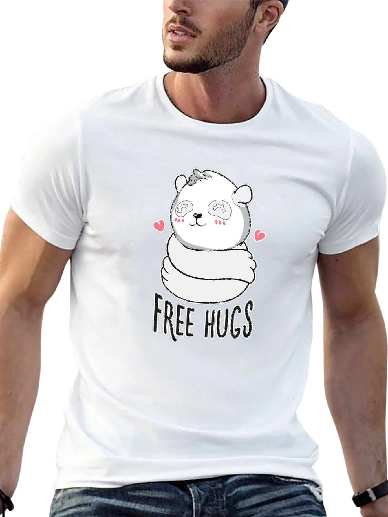 Cute Panda Free Hugs Graphic T-Shirt
