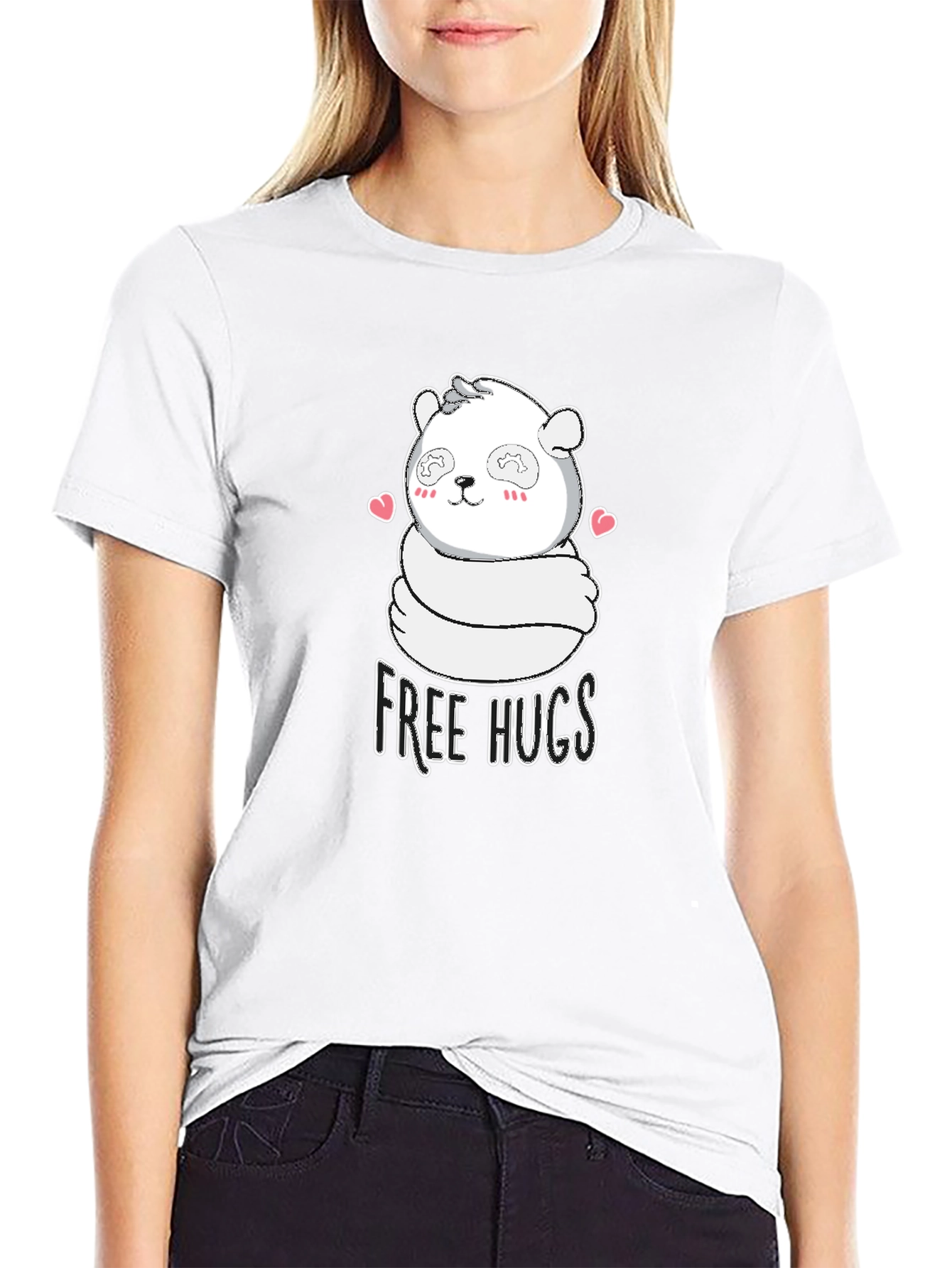 Cute Panda Free Hugs Graphic T-Shirt