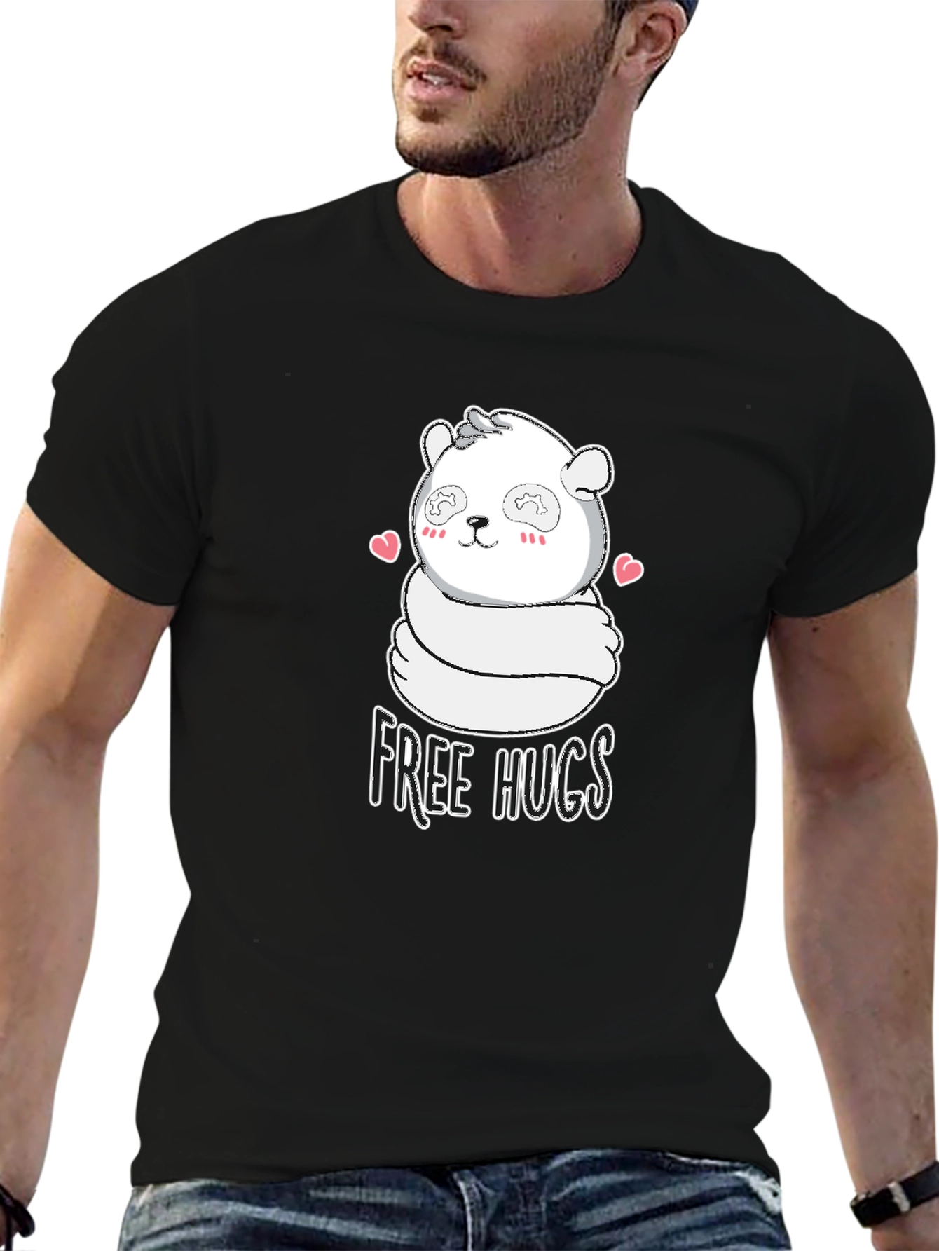 Cute Panda Free Hugs Graphic T-Shirt