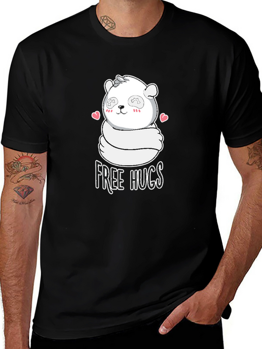 Cute Panda Free Hugs Graphic T-Shirt