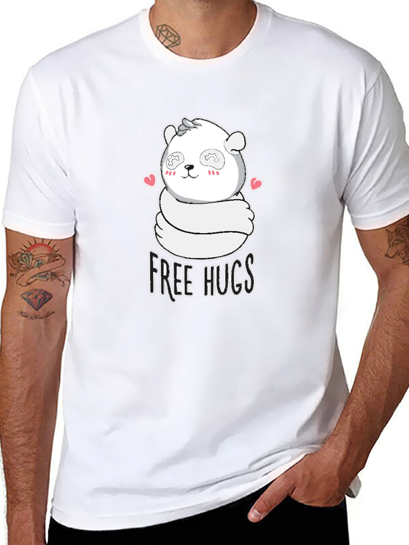 Cute Panda Free Hugs Graphic T-Shirt