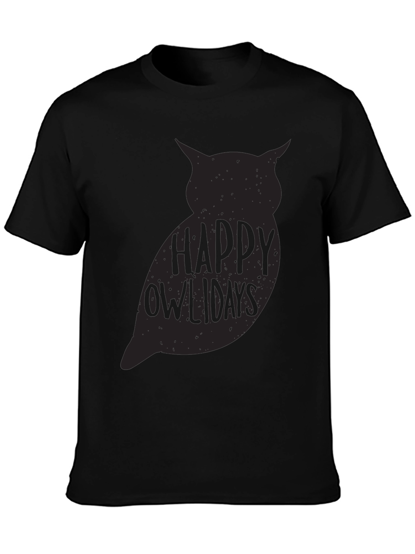 Happy Owlydays Graphic Print Crew Neck T-Shirt