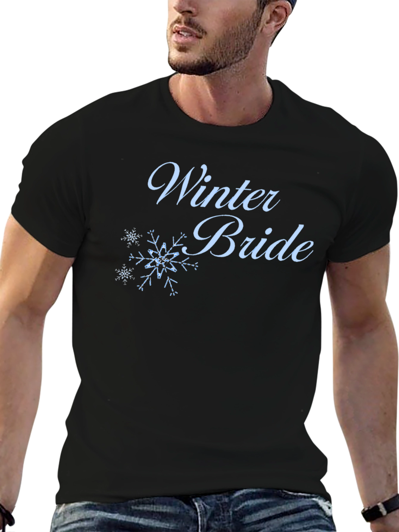 Winter Bride Tee - Black Cotton Wedding T-Shirt