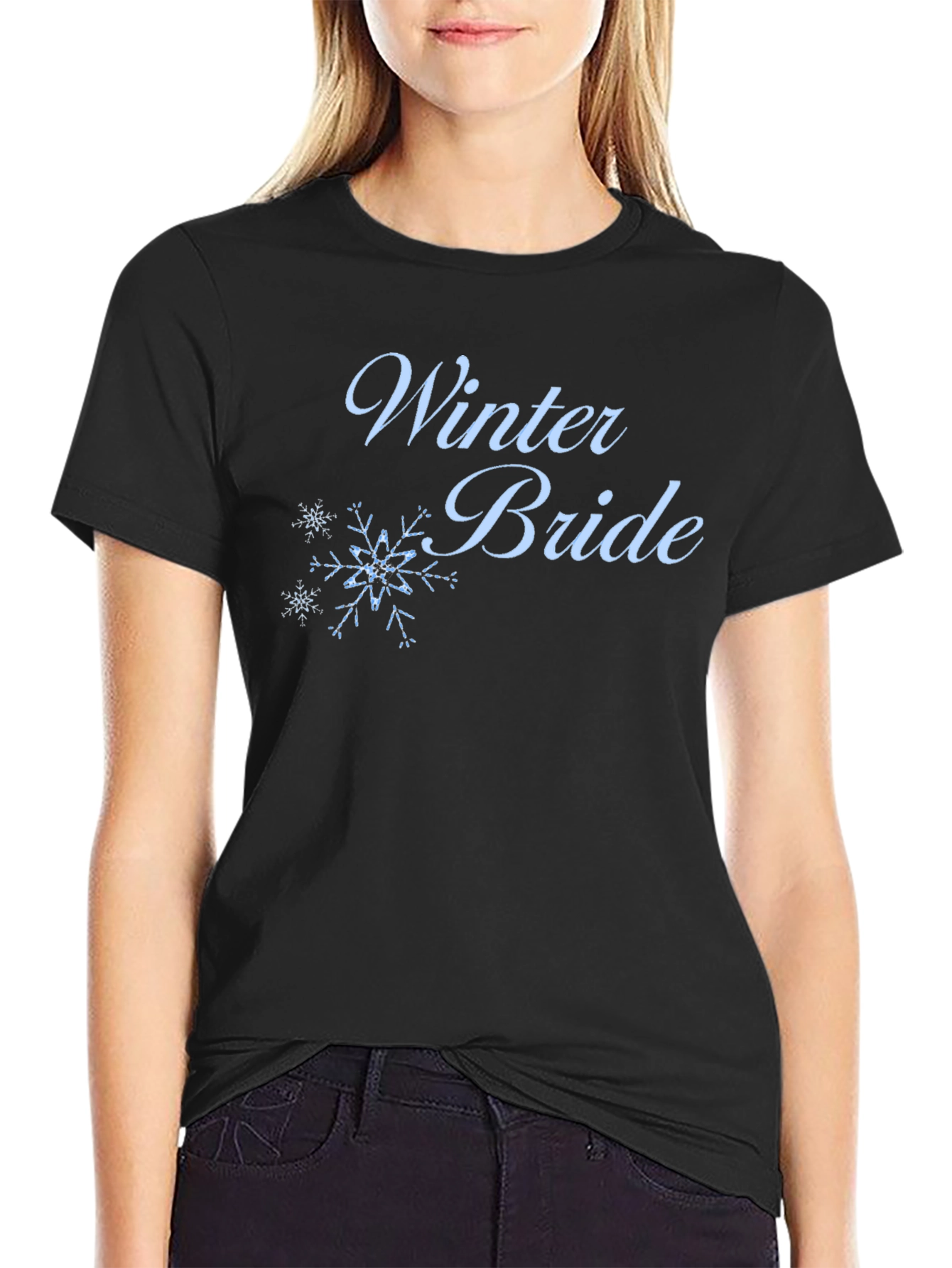 Winter Bride Tee - Black Cotton Wedding T-Shirt