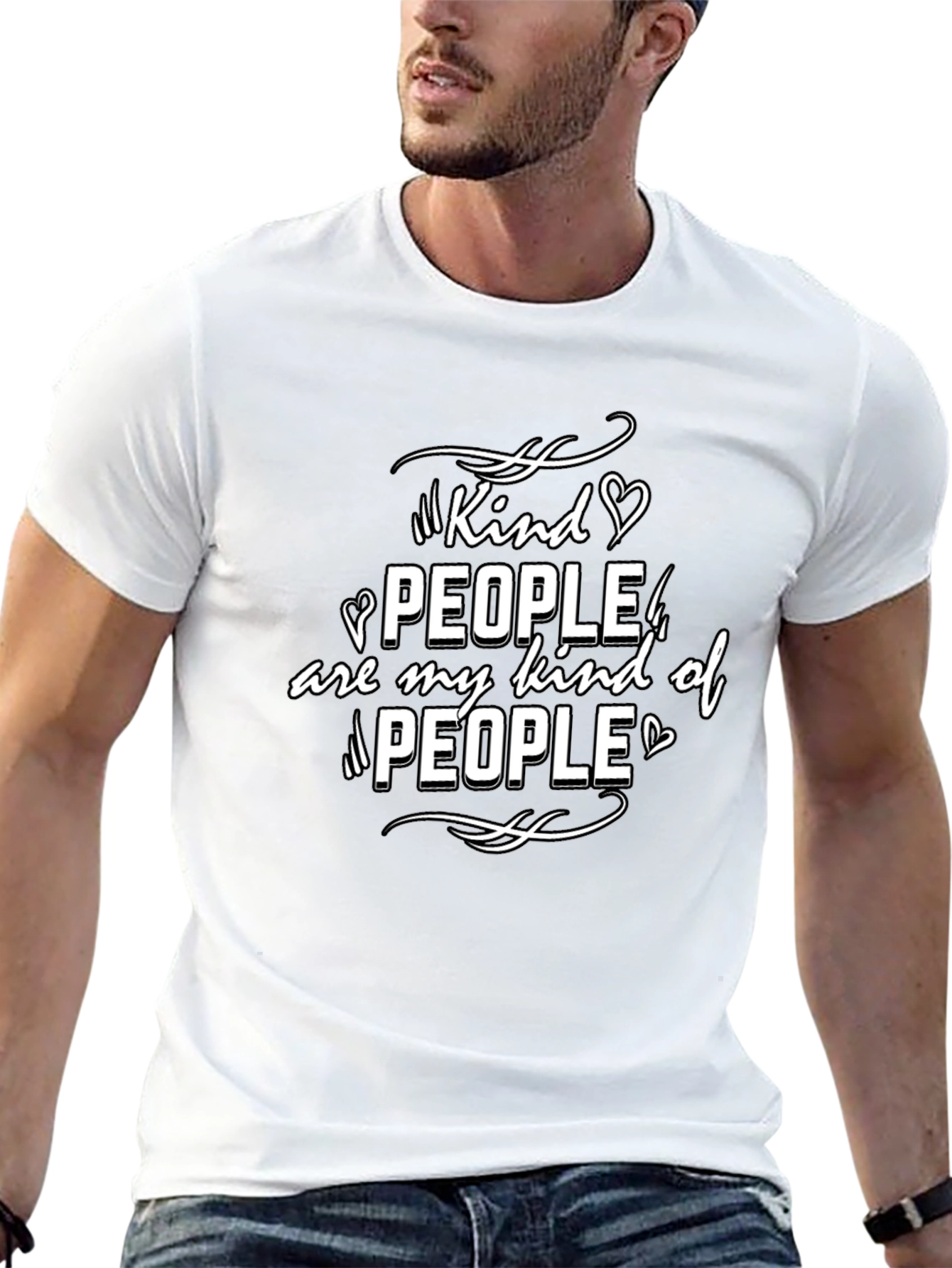 Kind People Graphic T-Shirt - Black Crew Neck