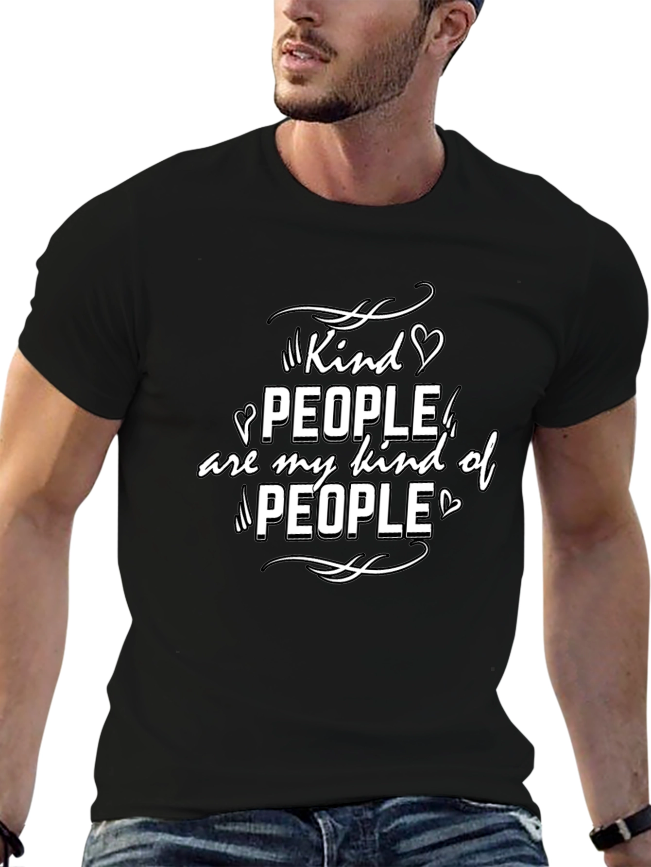Kind People Graphic T-Shirt - Black Crew Neck