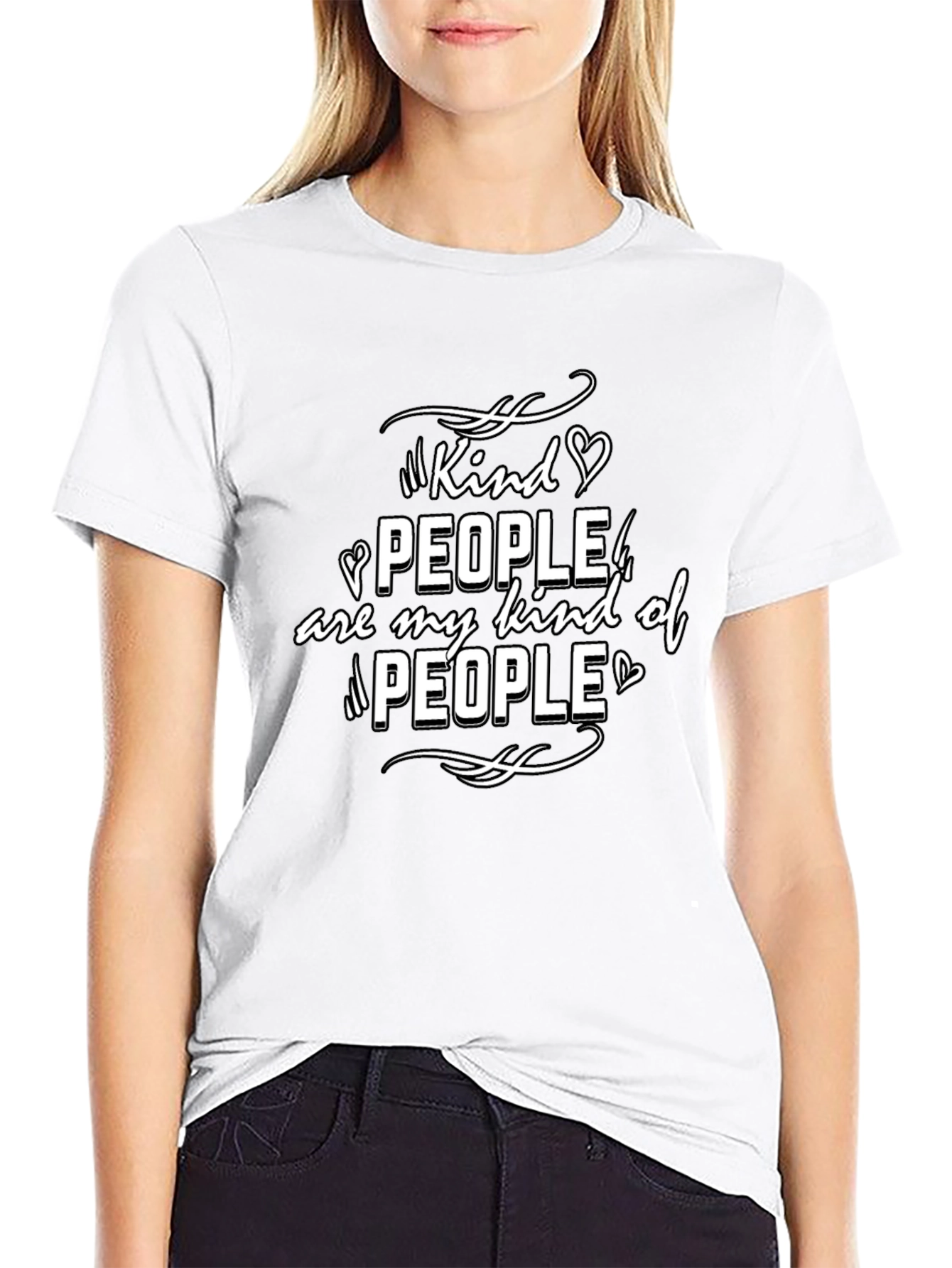 Kind People Graphic T-Shirt - Black Crew Neck