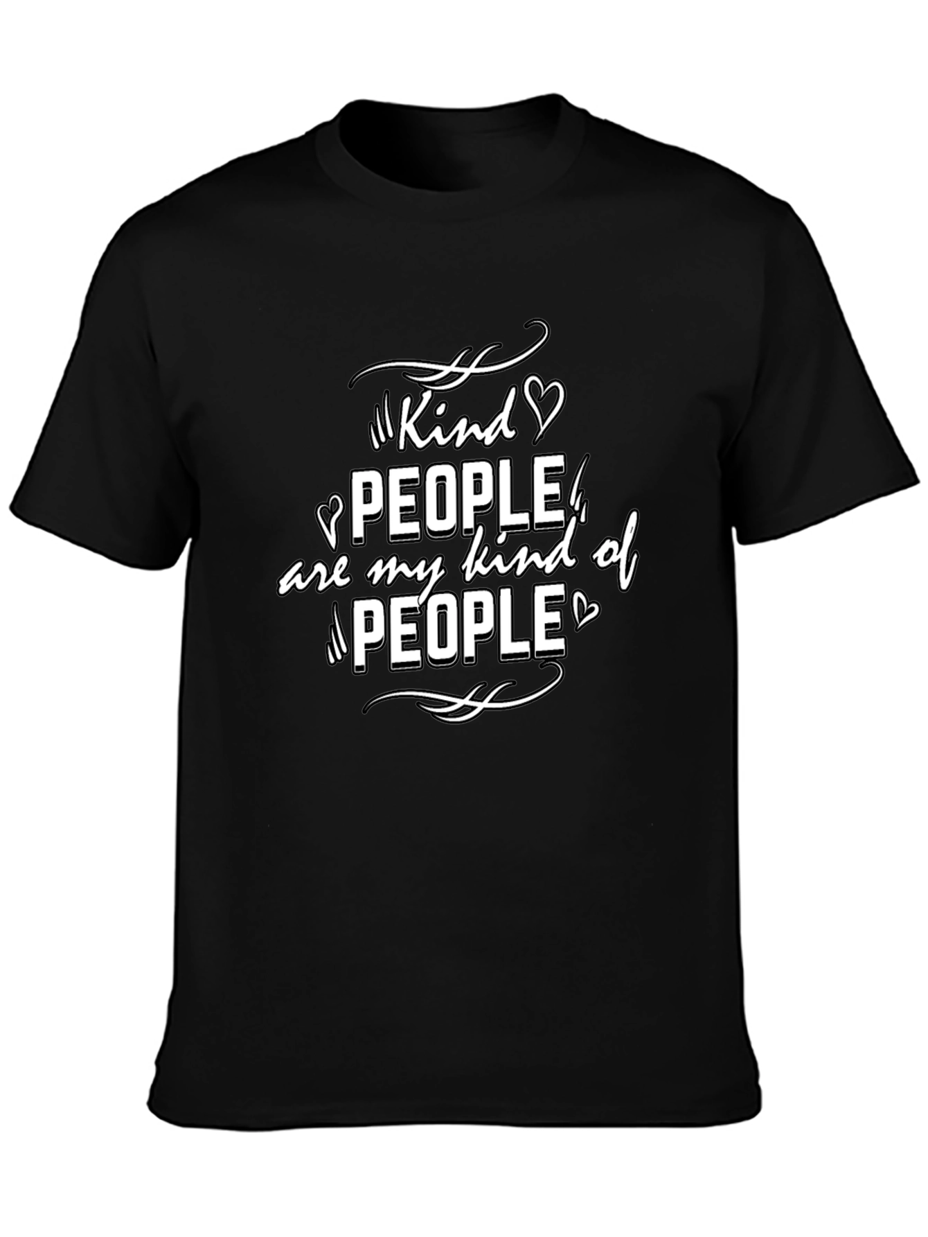 Kind People Graphic T-Shirt - Black Crew Neck