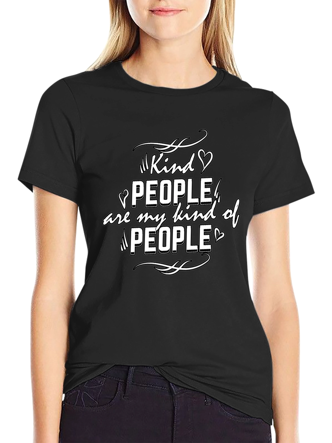 Kind People Graphic T-Shirt - Black Crew Neck