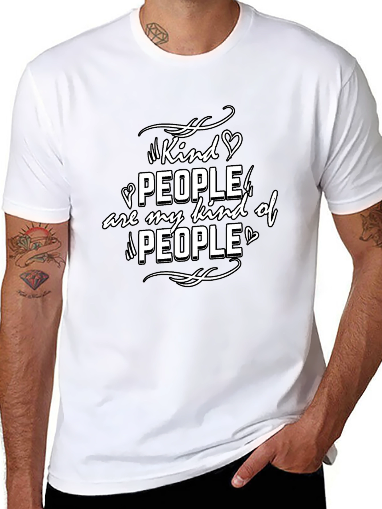 Kind People Graphic T-Shirt - Black Crew Neck