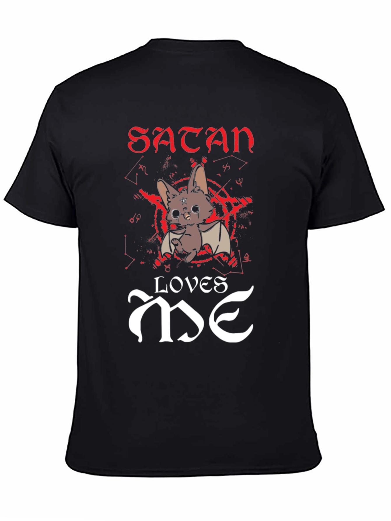 Satan Loves Me Graphic Tee - Black
