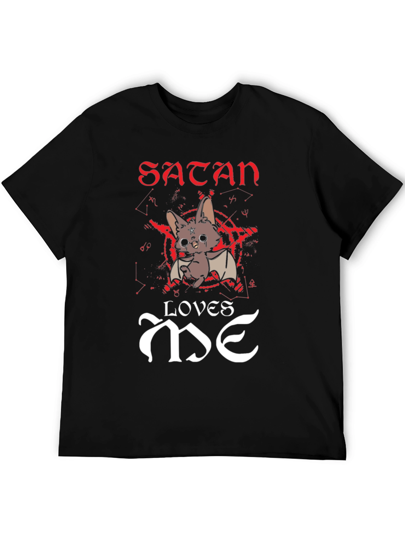 Satan Loves Me Graphic Tee - Black