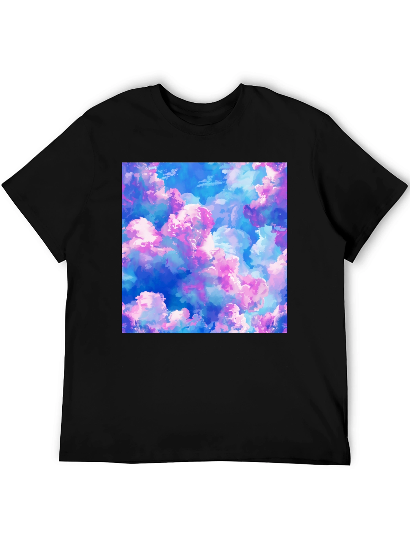 Dreamy Cloudscape Graphic Tee - Soft Black Cotton