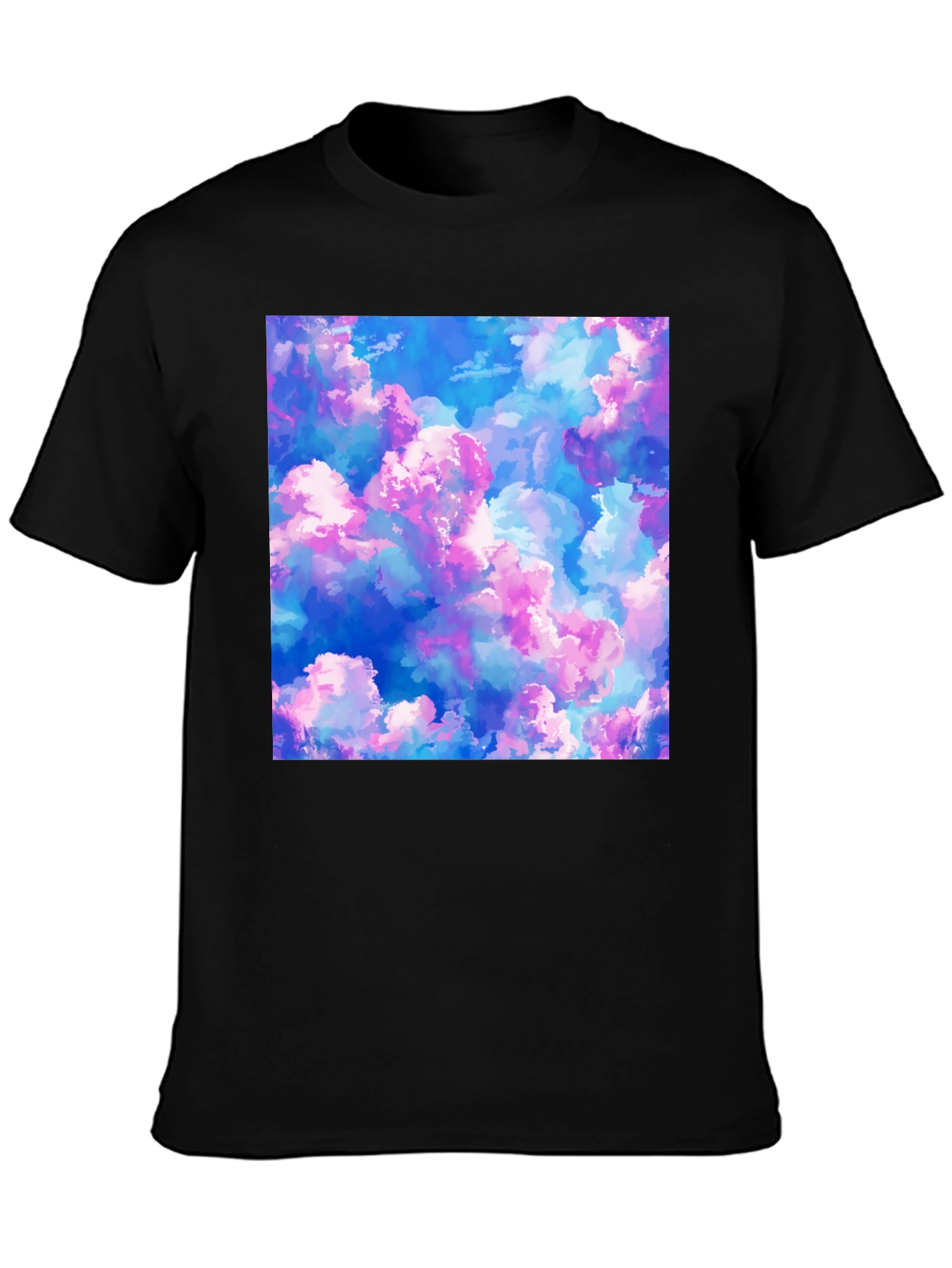 Dreamy Cloudscape Graphic Tee - Soft Black Cotton