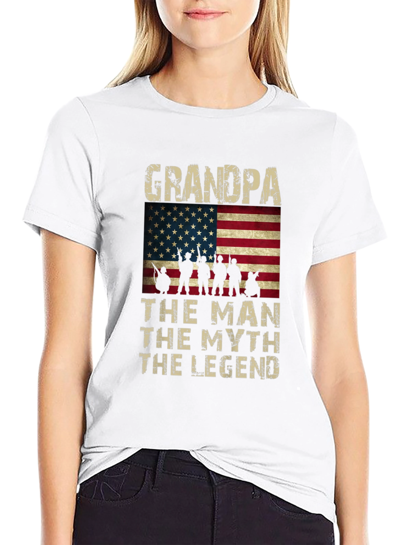 Grandpa The Man The Myth Legend American Flag T-Shirt