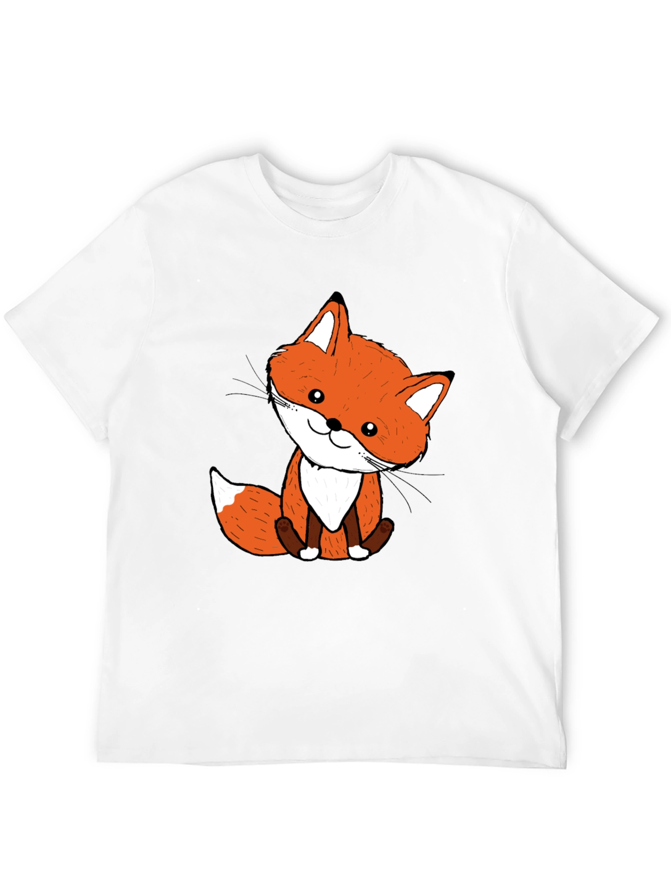 Cute Fox Graphic Tee - Black Cotton Blend