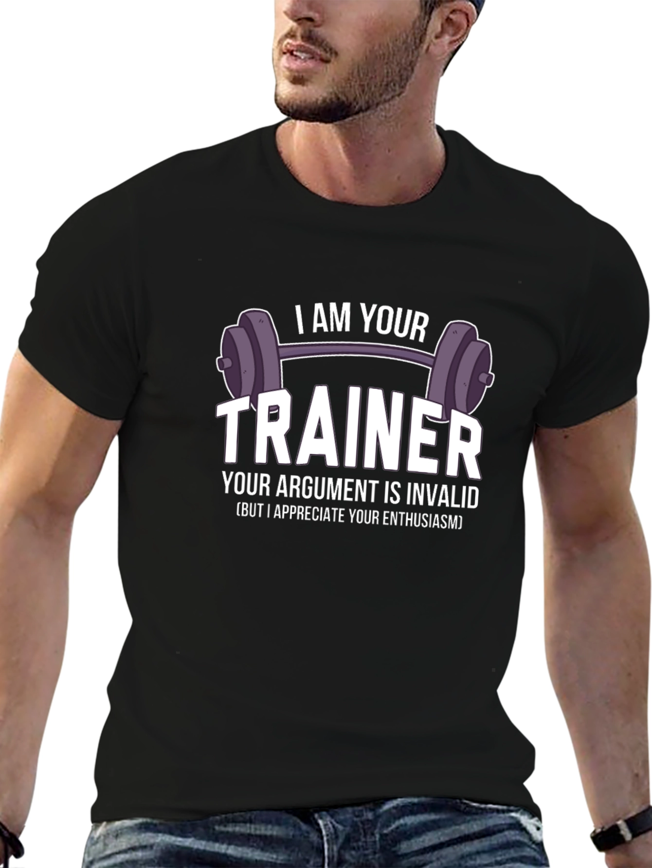 I AM YOUR TRAINER Black Graphic T-Shirt