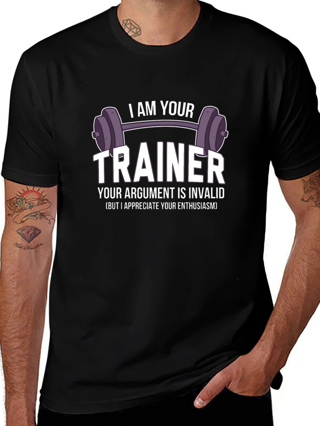 I AM YOUR TRAINER Black Graphic T-Shirt