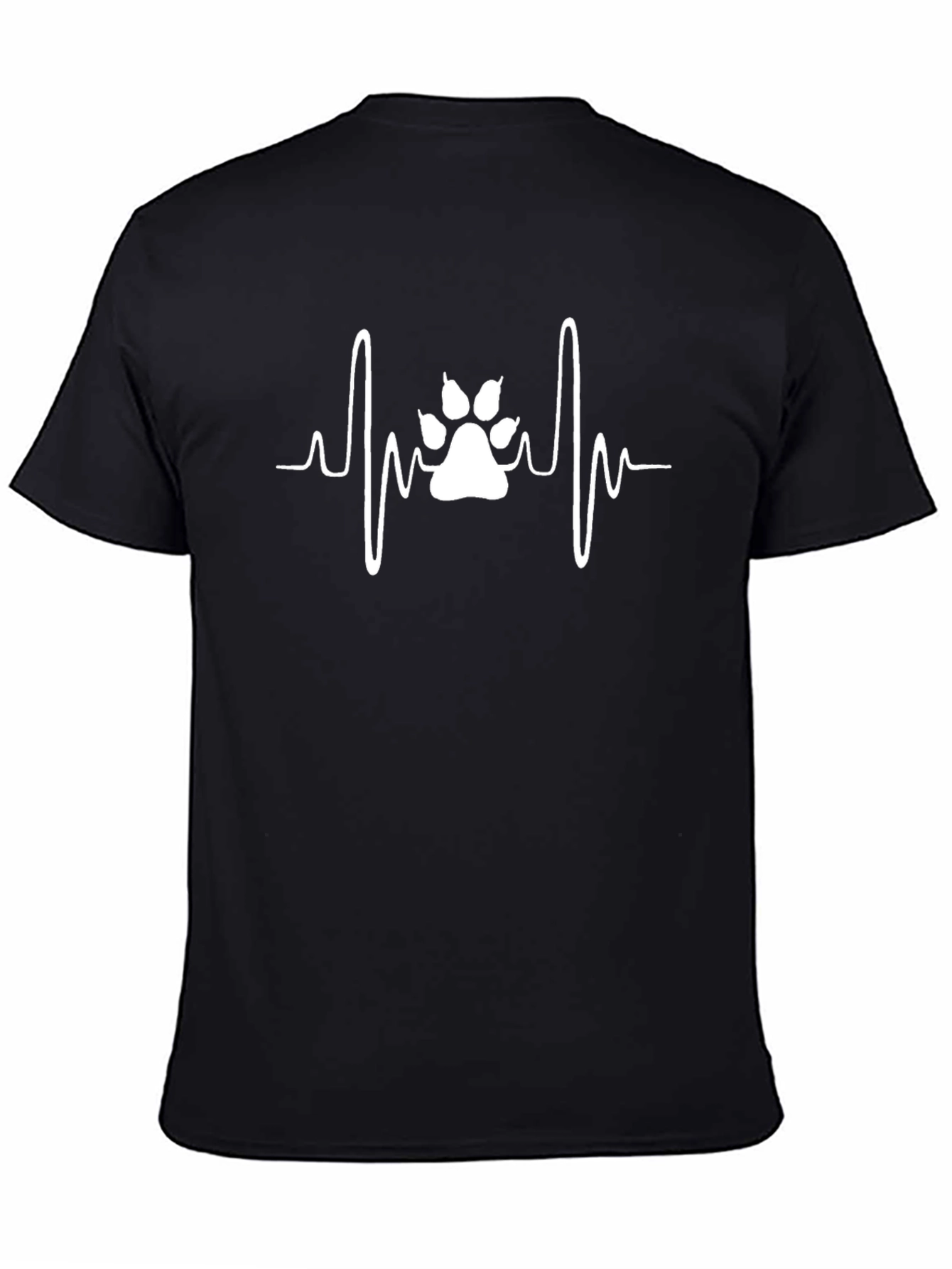 Dog Paw Heartbeat T-Shirt - Black
