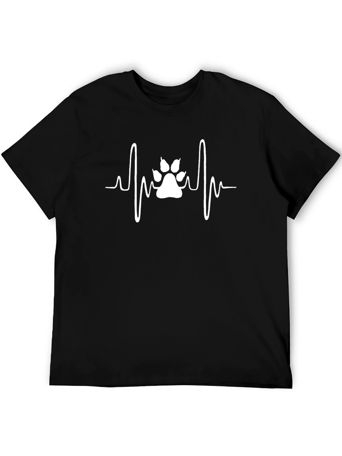 Dog Paw Heartbeat T-Shirt - Black