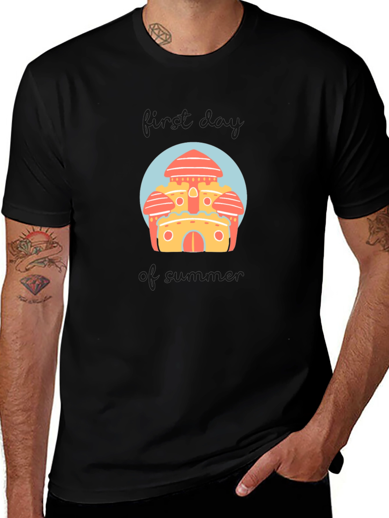 Fantasy Castle Graphic Tee -  Fun Novelty Design