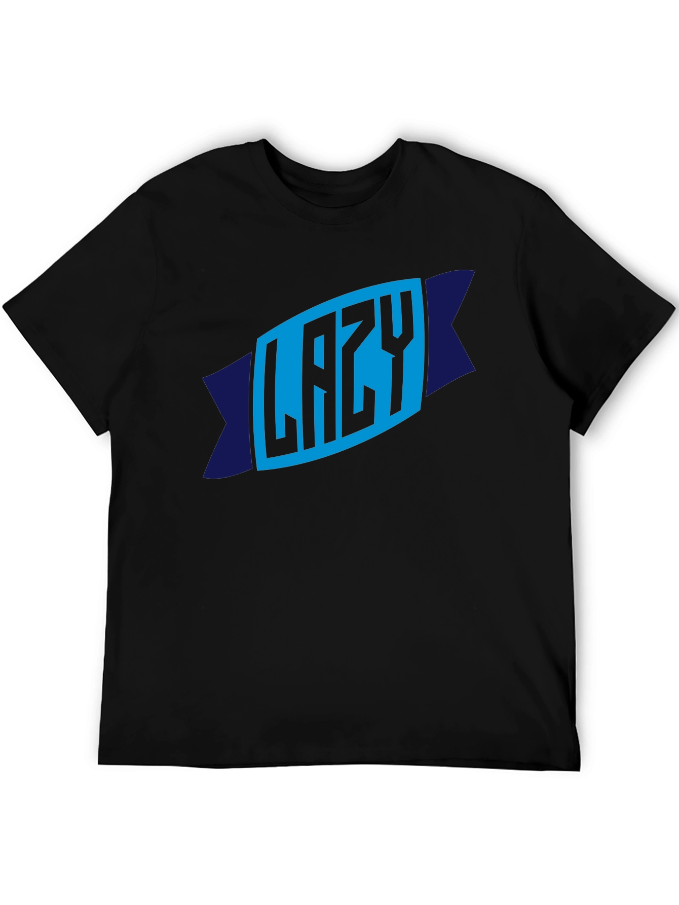 Lazy Graphic Tee - Mens Crew Neck Black T-Shirt