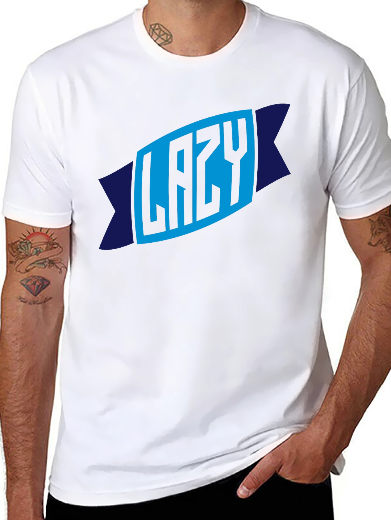 Lazy Graphic Tee - Mens Crew Neck Black T-Shirt