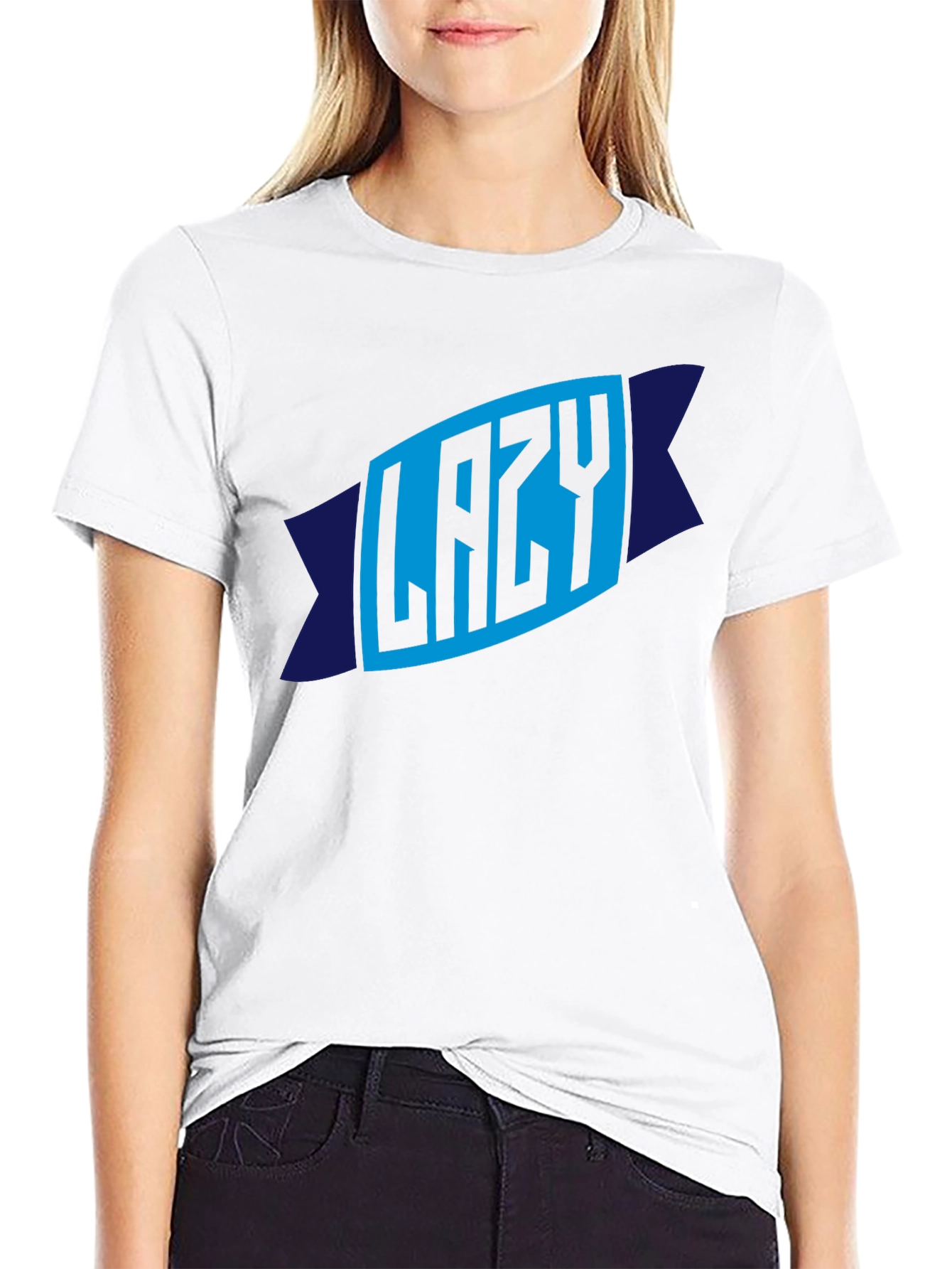 Lazy Graphic Tee - Mens Crew Neck Black T-Shirt