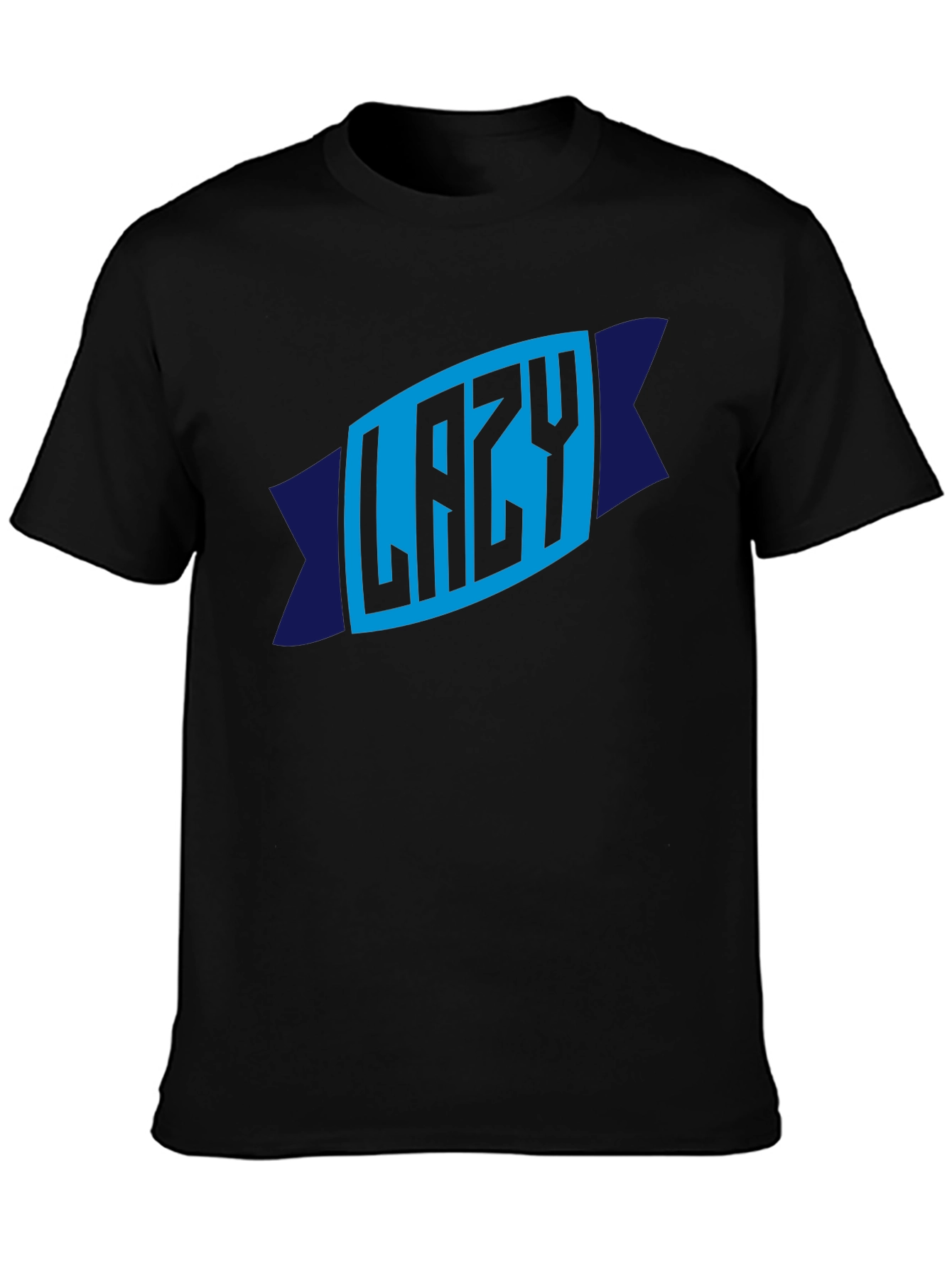 Lazy Graphic Tee - Mens Crew Neck Black T-Shirt