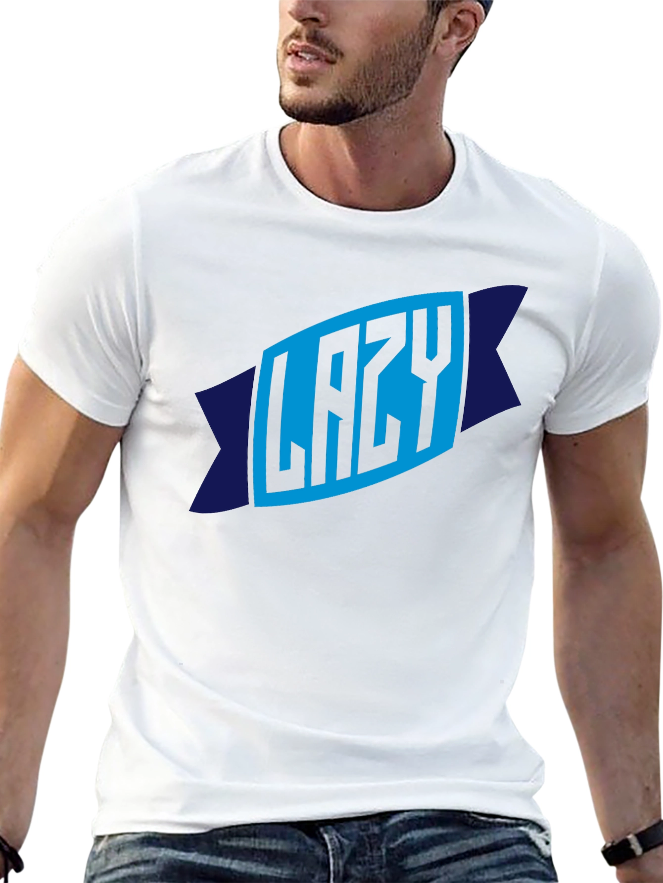 Lazy Graphic Tee - Mens Crew Neck Black T-Shirt