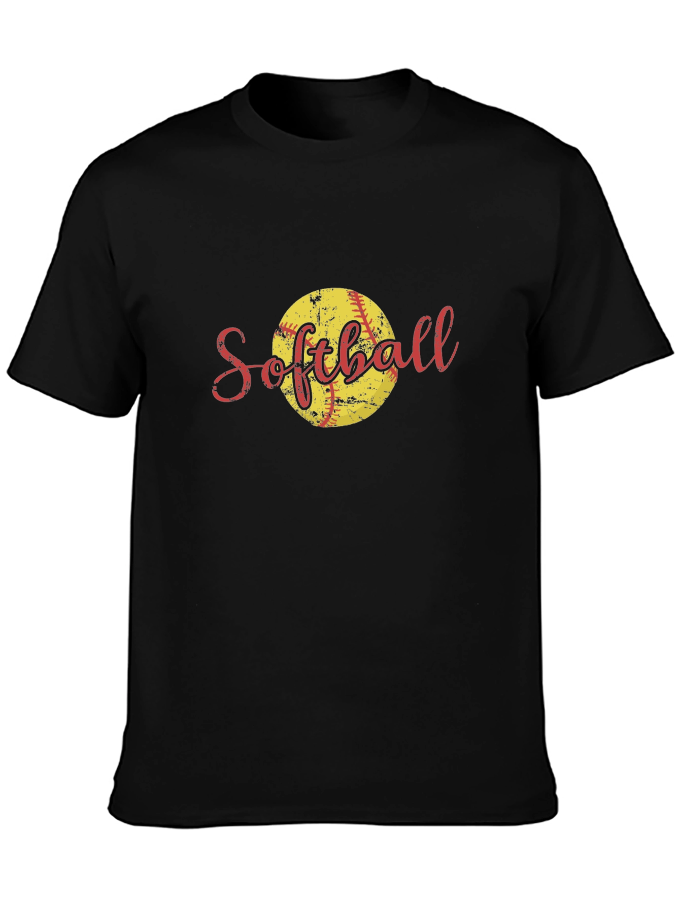 Distressed Softball Graphic Tee - Black
