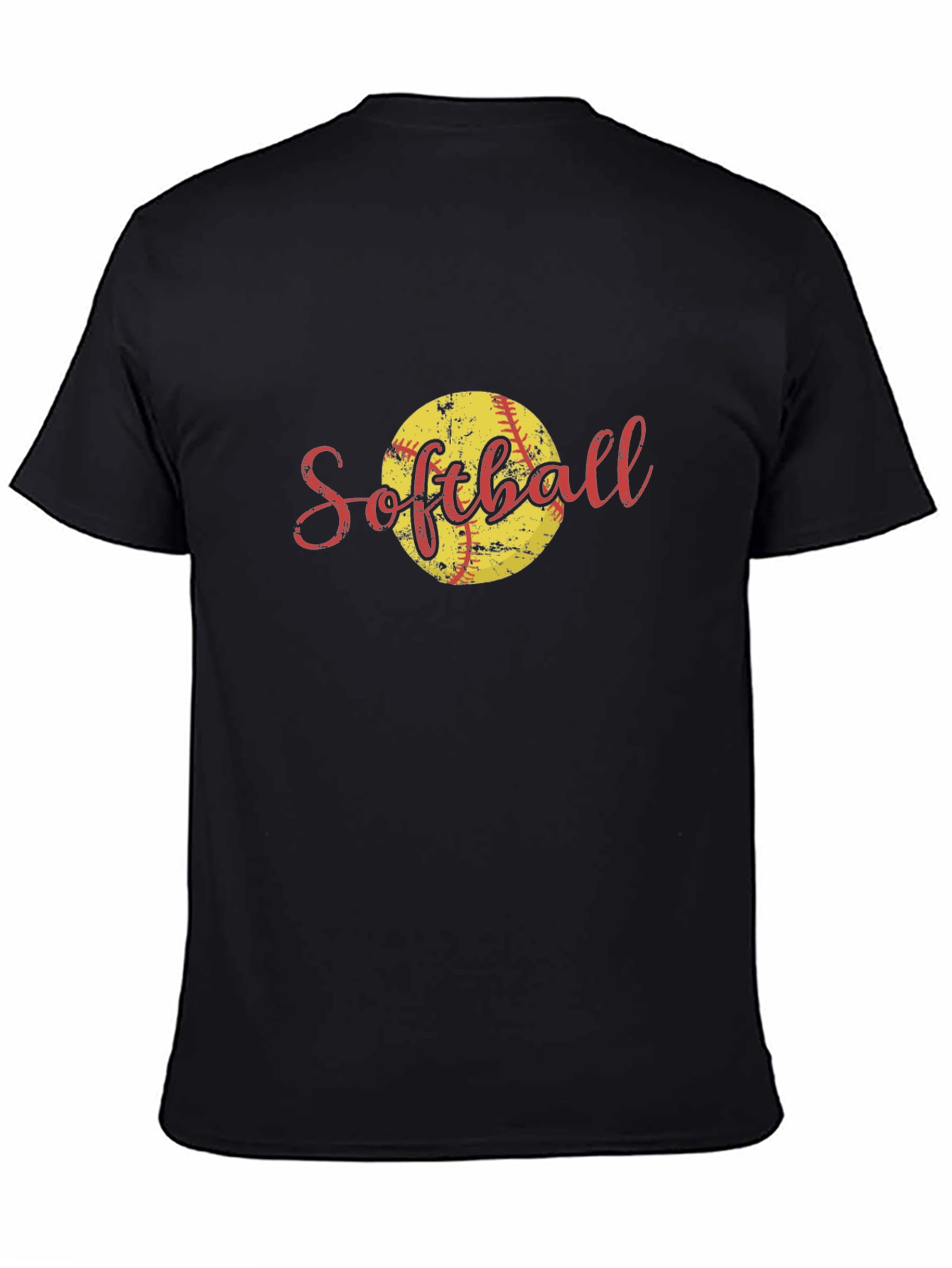 Distressed Softball Graphic Tee - Black