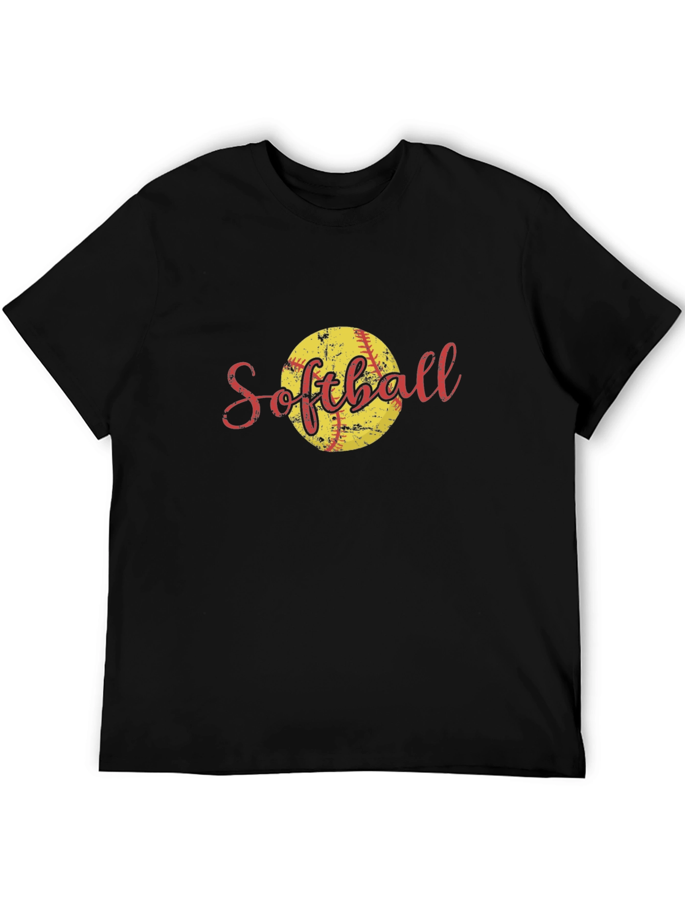 Distressed Softball Graphic Tee - Black