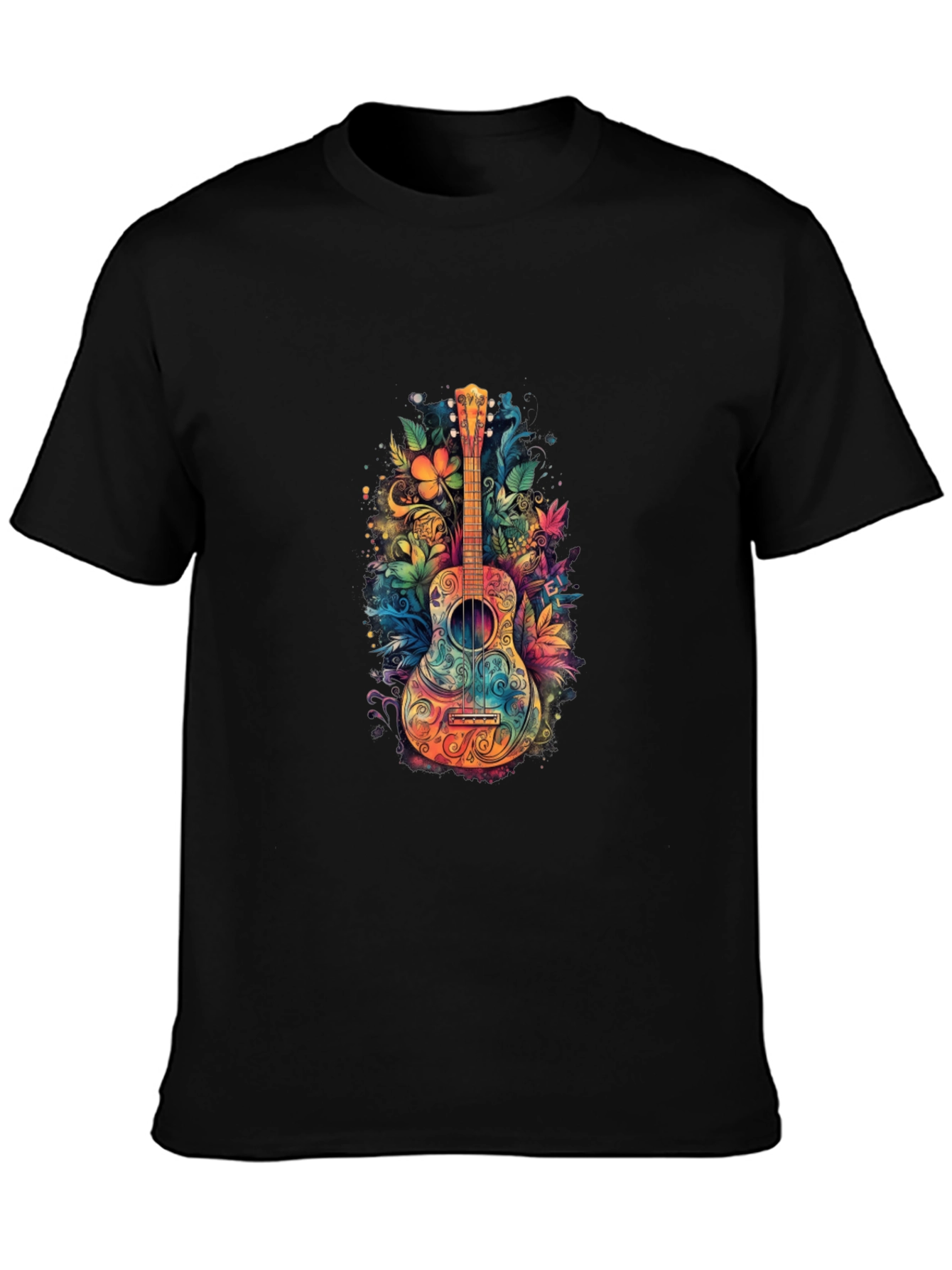 Floral Guitar Graphic Tee - Unique Music Shirt