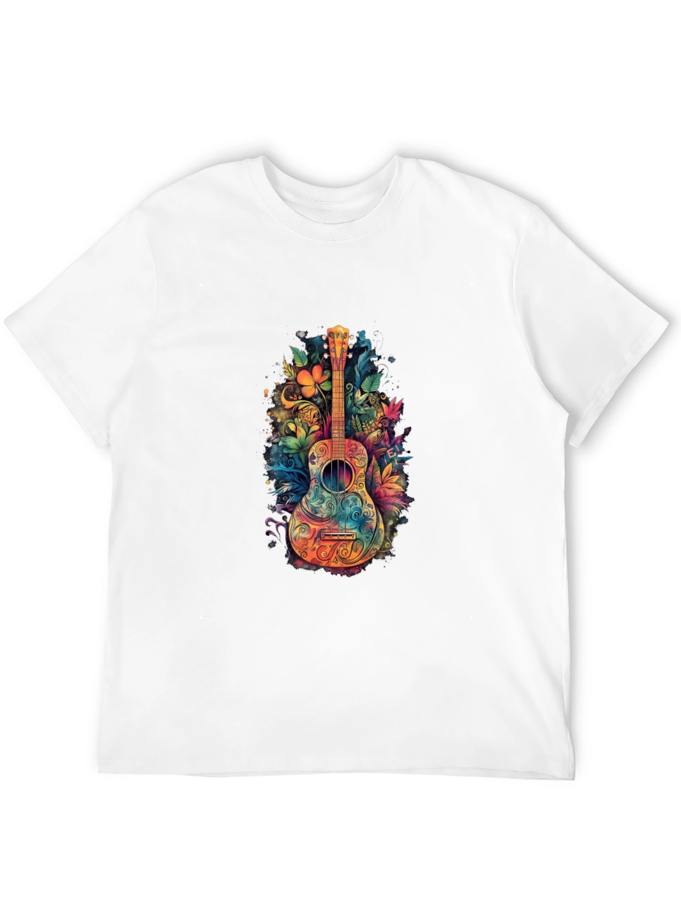 Floral Guitar Graphic Tee - Unique Music Shirt