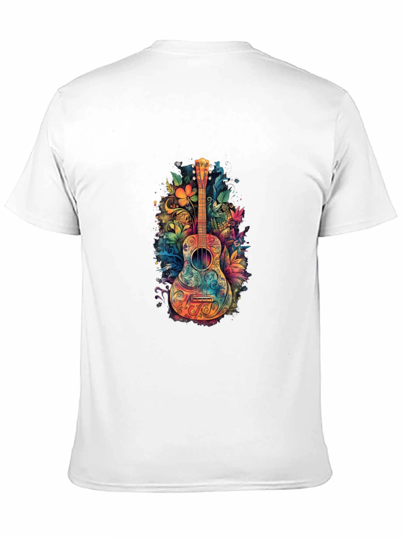 Floral Guitar Graphic Tee - Unique Music Shirt