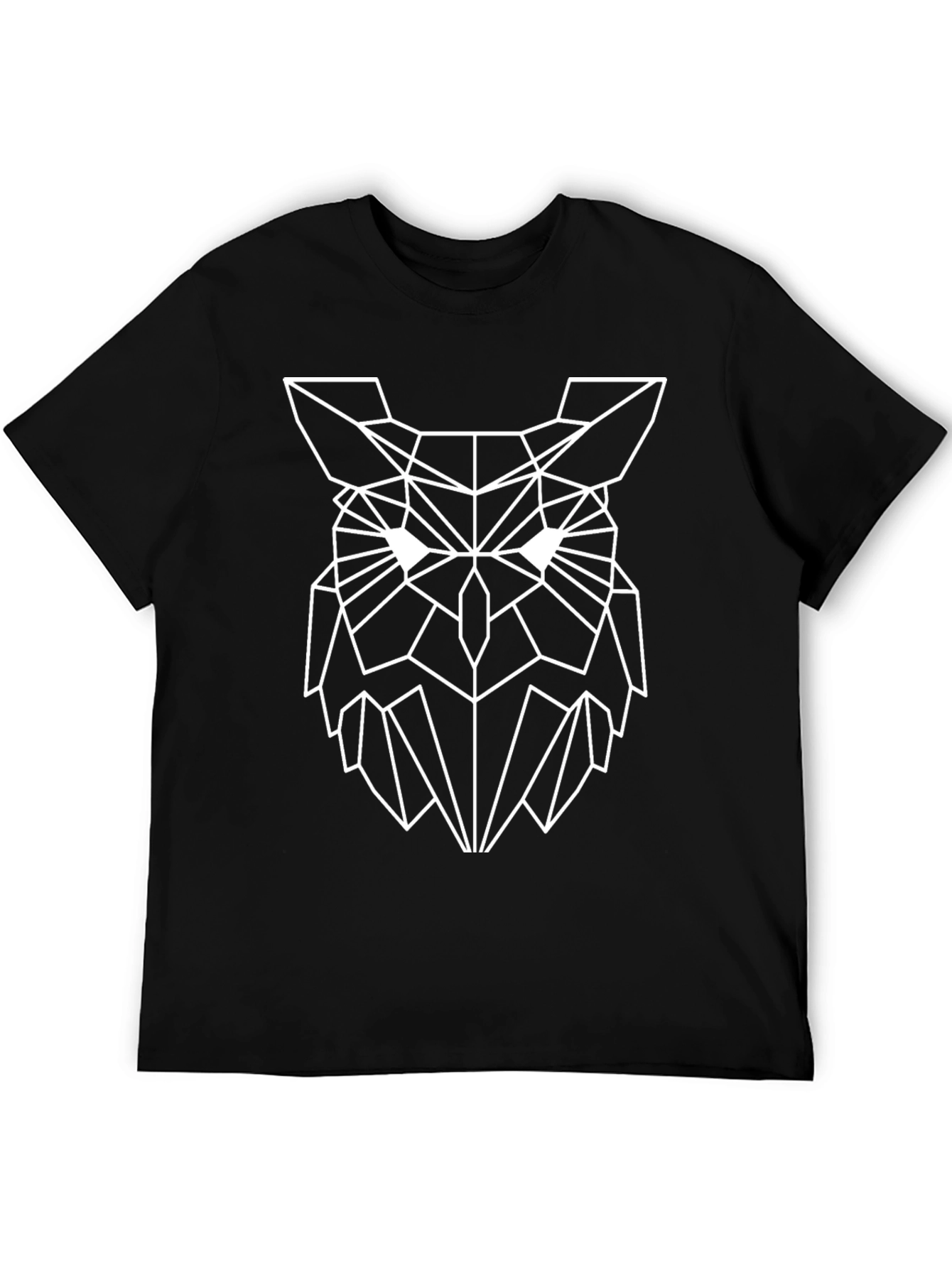 Geometric Owl Graphic Black T-Shirt