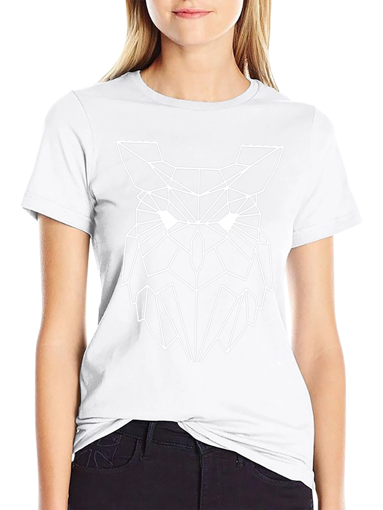 Geometric Owl Graphic Black T-Shirt