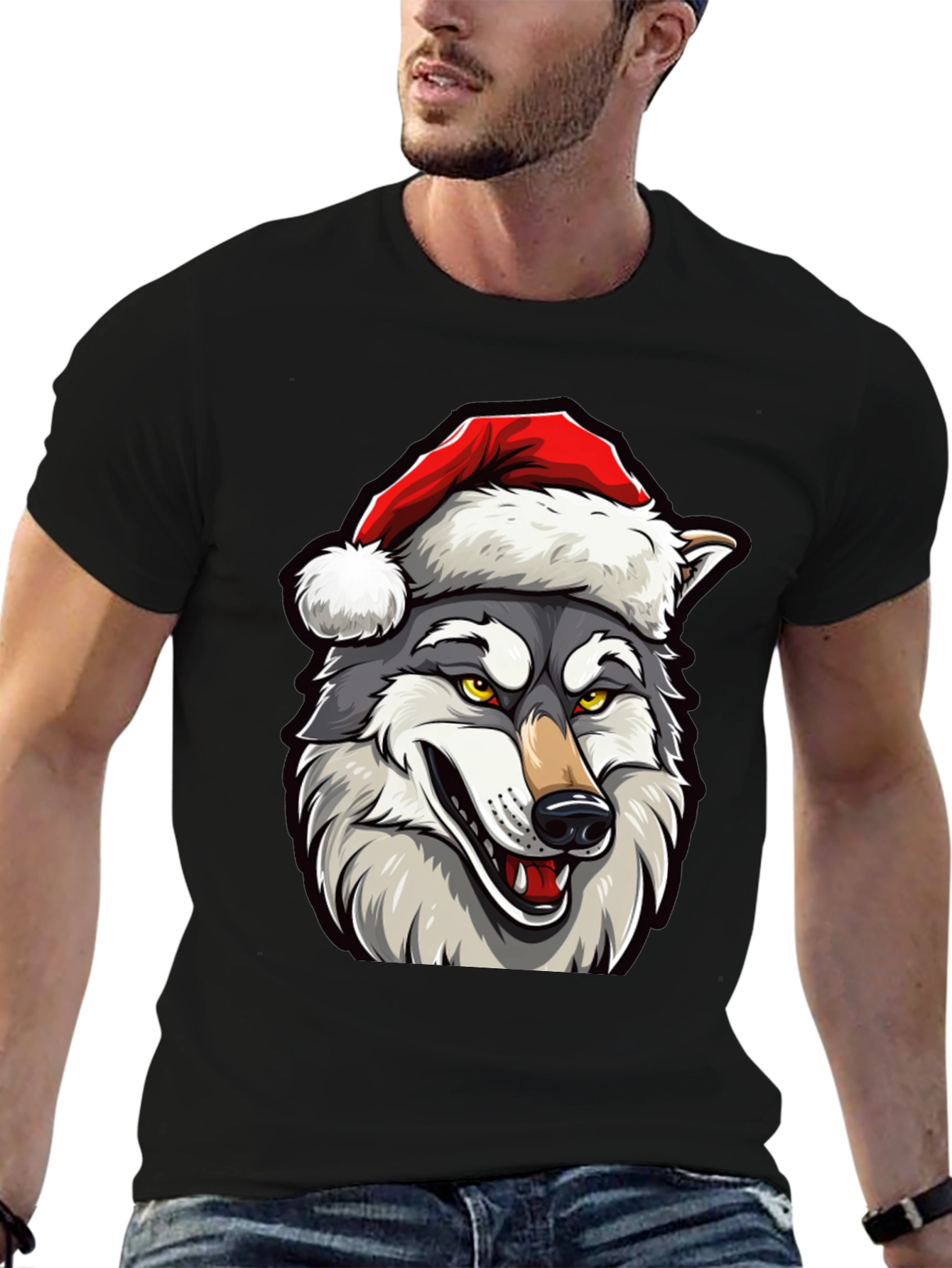 Wolf Christmas T-Shirt - Holiday Apparel