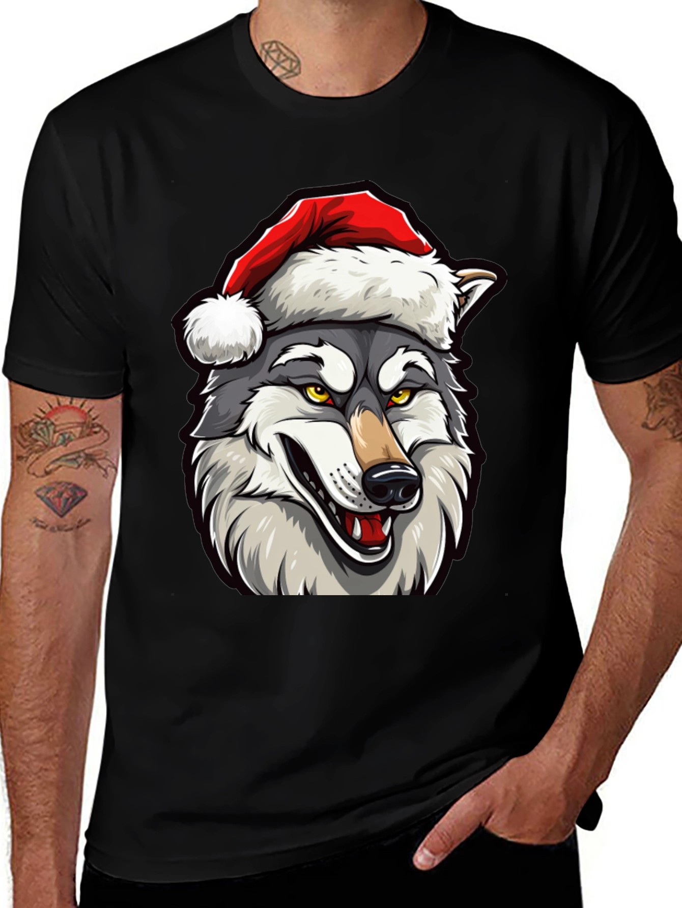 Wolf Christmas T-Shirt - Holiday Apparel
