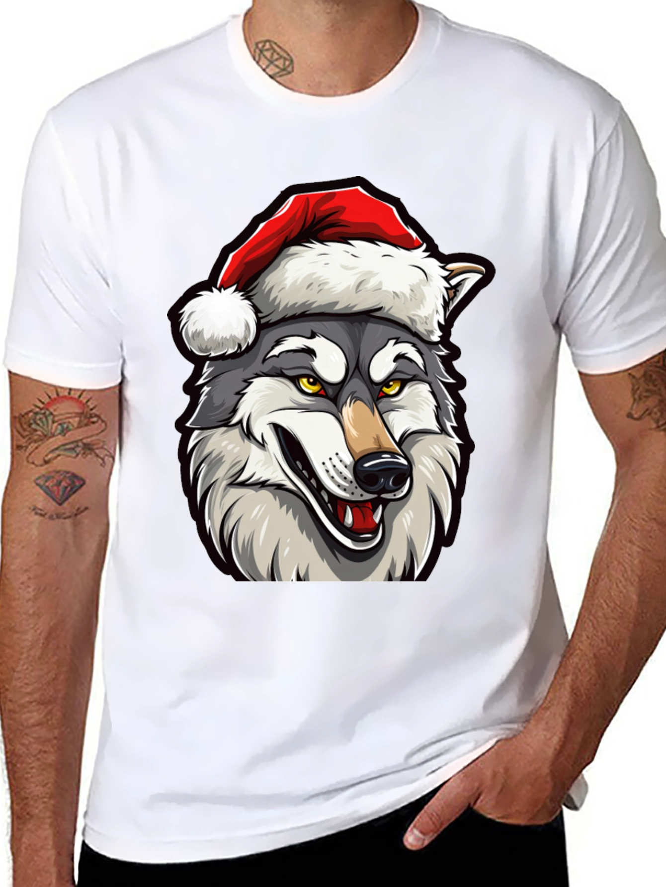 Wolf Christmas T-Shirt - Holiday Apparel