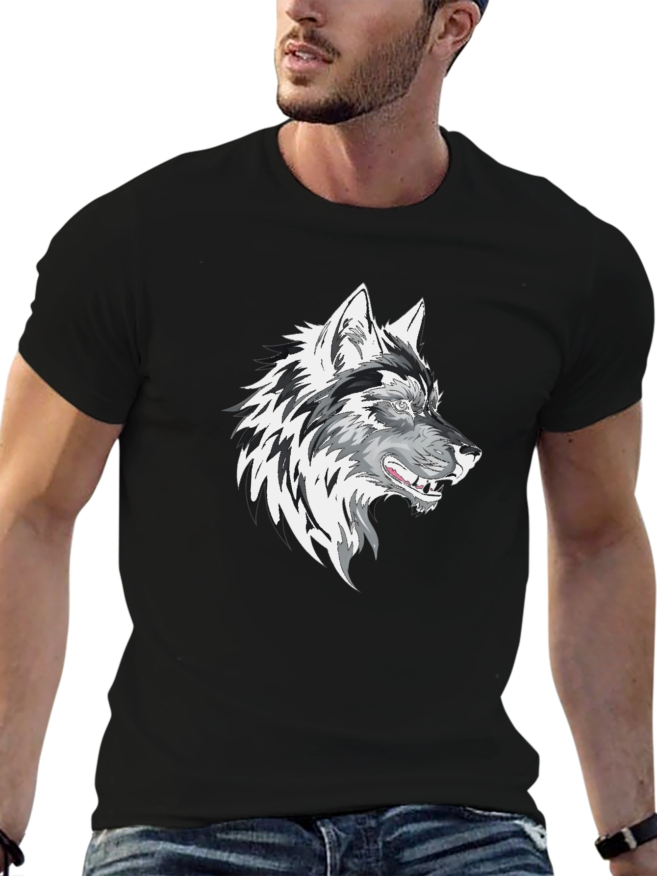 Wolf Graphic Print Mens T-Shirt