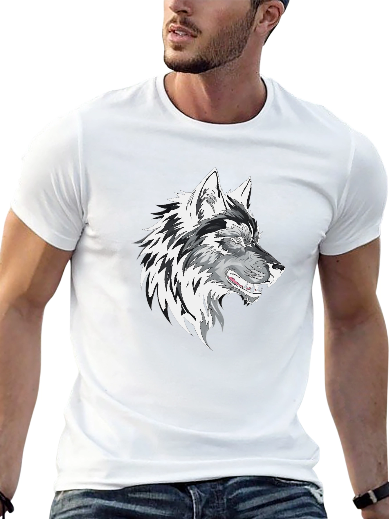 Wolf Graphic Print Mens T-Shirt