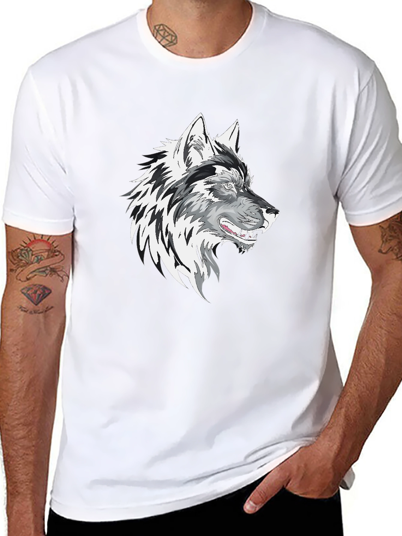 Wolf Graphic Print Mens T-Shirt