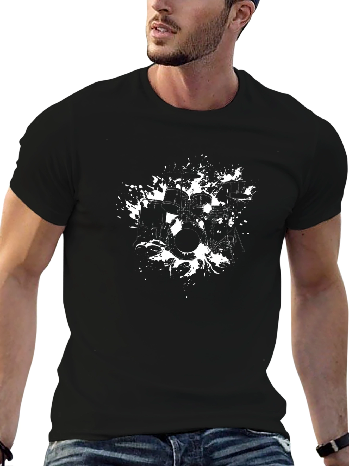 Drum Kit T-Shirt - Black Graphic Tee
