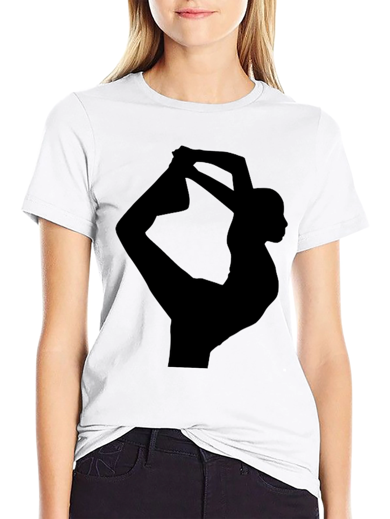 Yoga Pose Graphic Tee - Black Cotton Blend Shirt