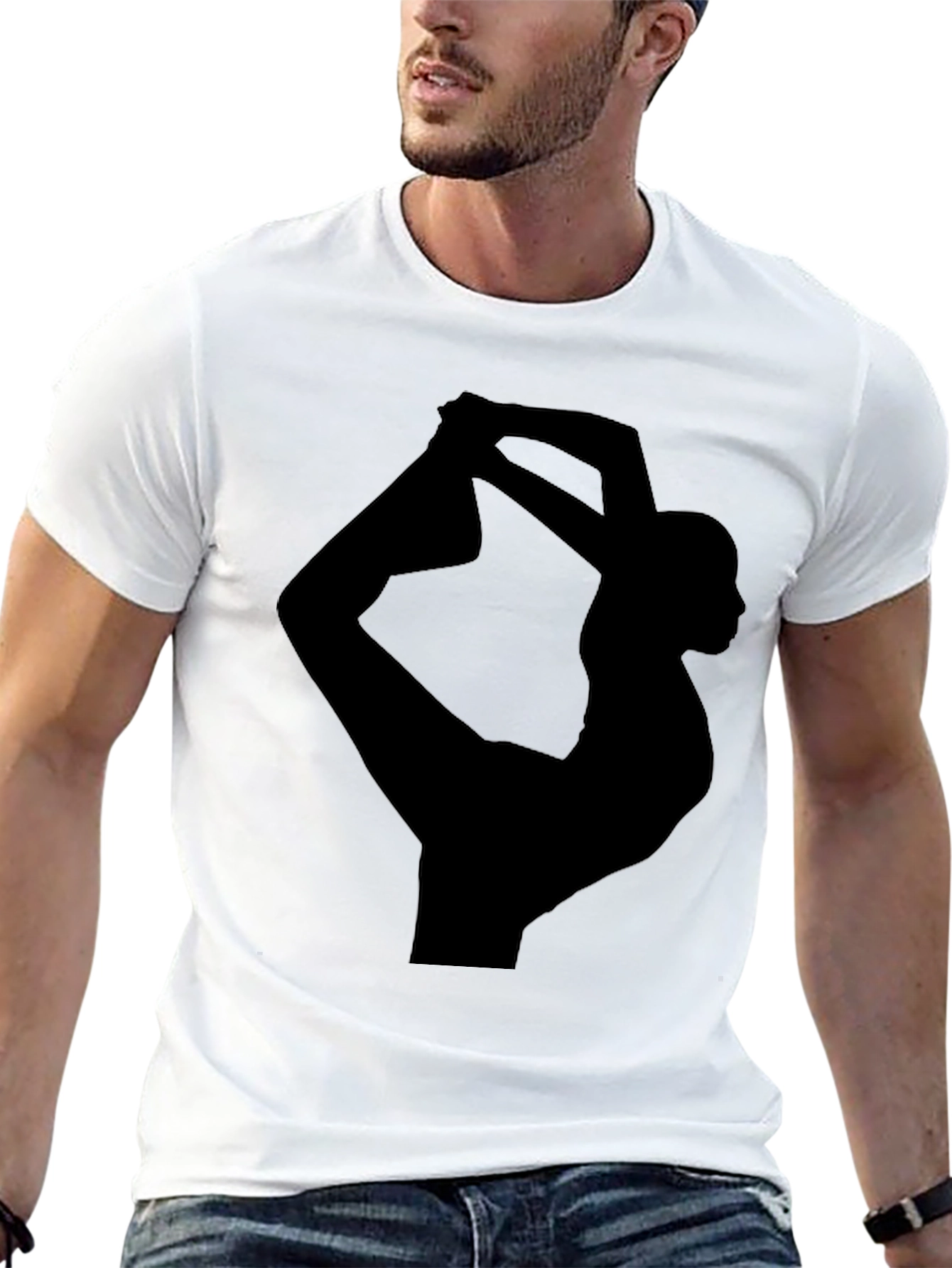 Yoga Pose Graphic Tee - Black Cotton Blend Shirt