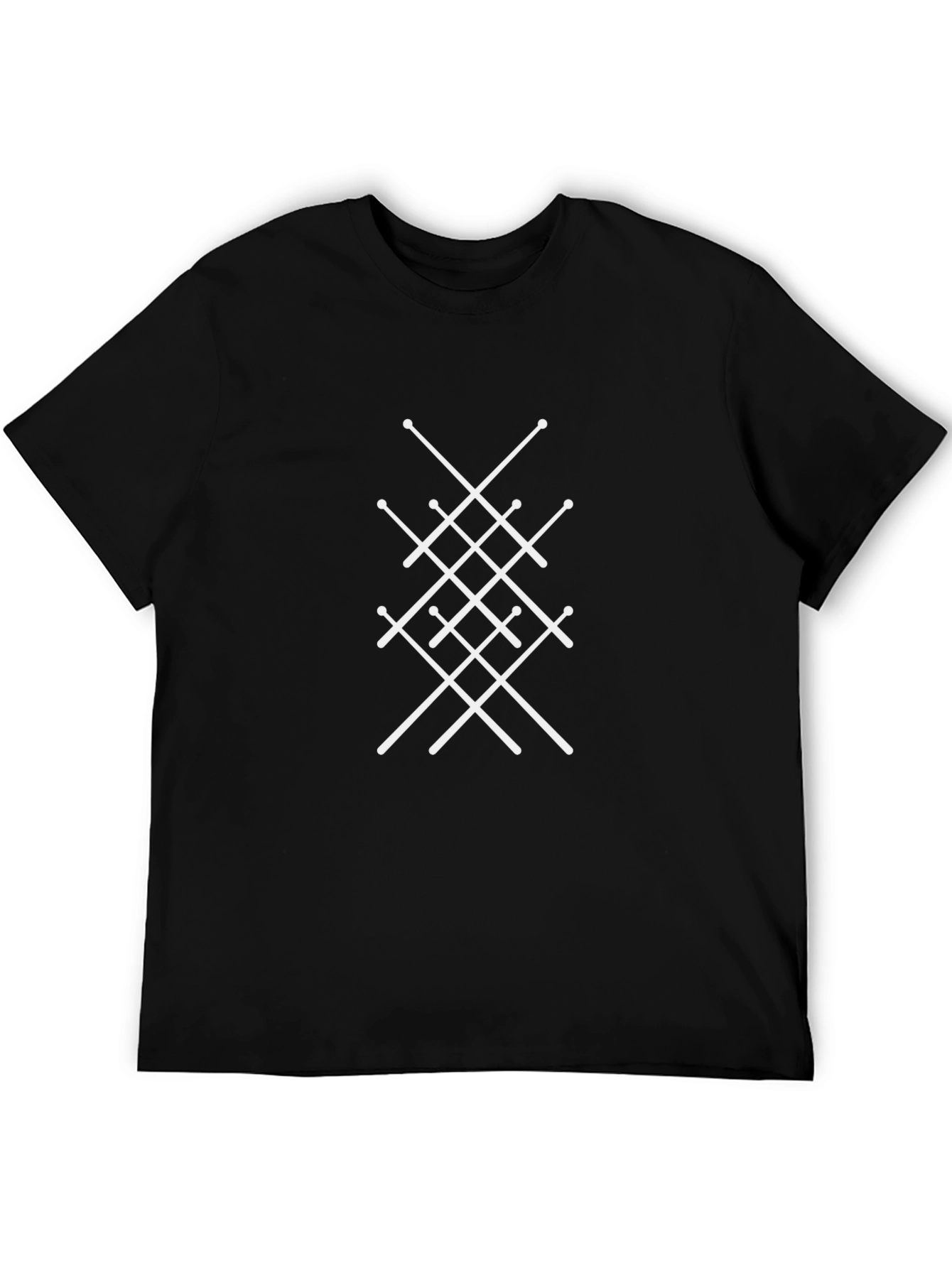 Geometric Sword Design Black T-Shirt